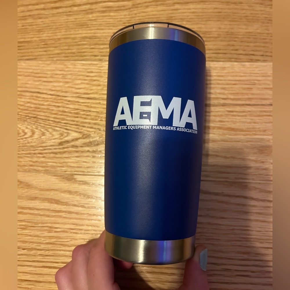 16oz Blue Thermos – Athletic Equipment Managers Association Logo